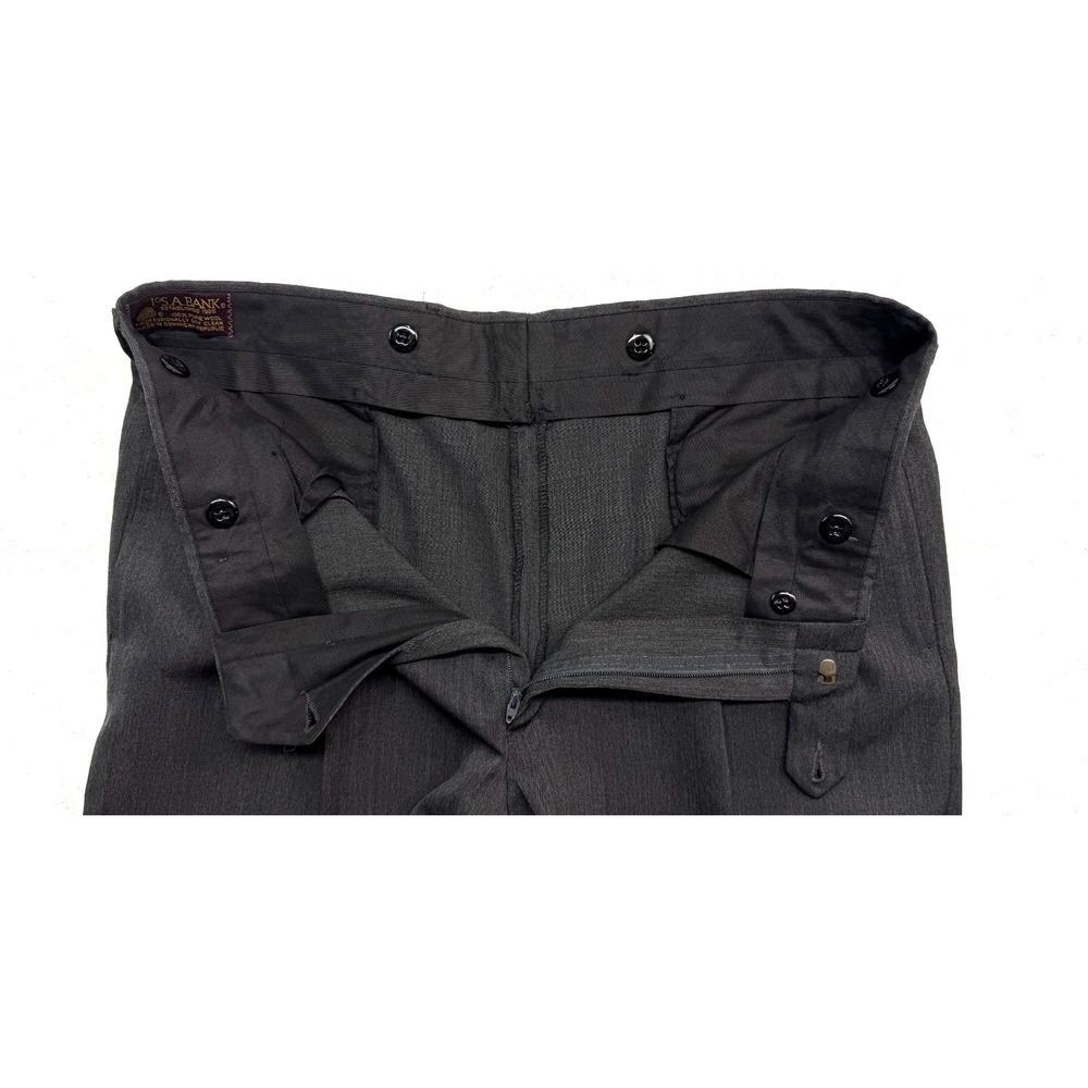 vtg Y2K Jos A Bank 34x30 Charcoal Dress Pants Trousers Pleated Cuffed Wool - Picture 6 of 8